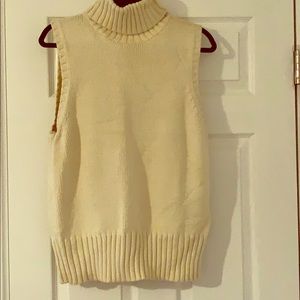 Plush Cream sleeveless Turtleneck sweater